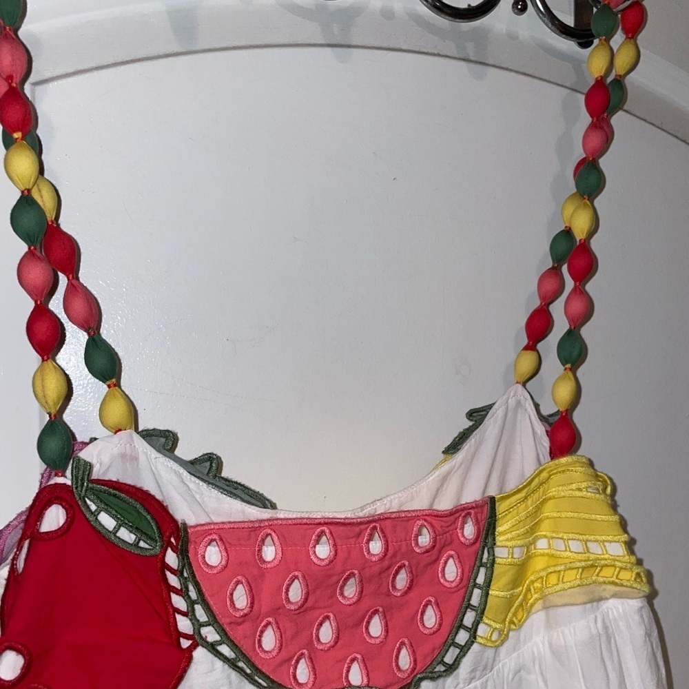 New! FARM Rio Embroidered Fruits Richelieu Cotton Maxi Dress 🍓🍇🍉 Medium - Picture 13 of 16